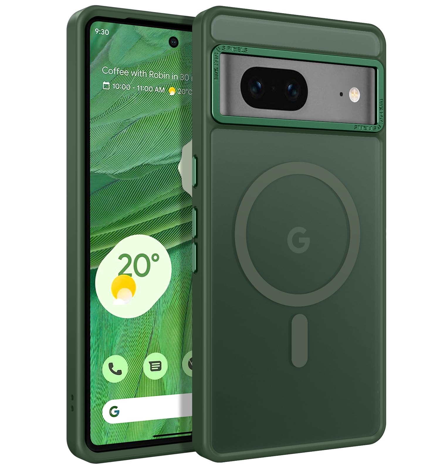 BENTOBEN for Google Pixel 7 Case - Translucent Matte Magnetic Slim Thin Shockproof Protective Phone Cover for Pixel 7 6.4", Forest Green
