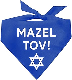 Mazel Tov Jewish Dog Bandana (Royal, XS 160)