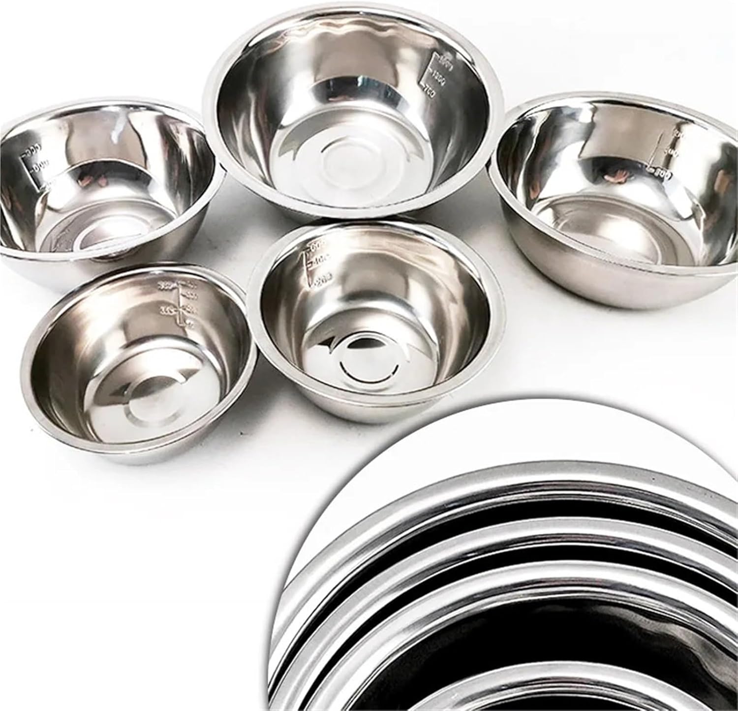 Stainless Steel Mixing Bowl 4 Pcs Mixing Bowls Stainless Steel Flour Egg Mixing Bowl Salad Basin with Scale Baking Cuisine Bowls Kitchen Utensils Tableware(16cm)