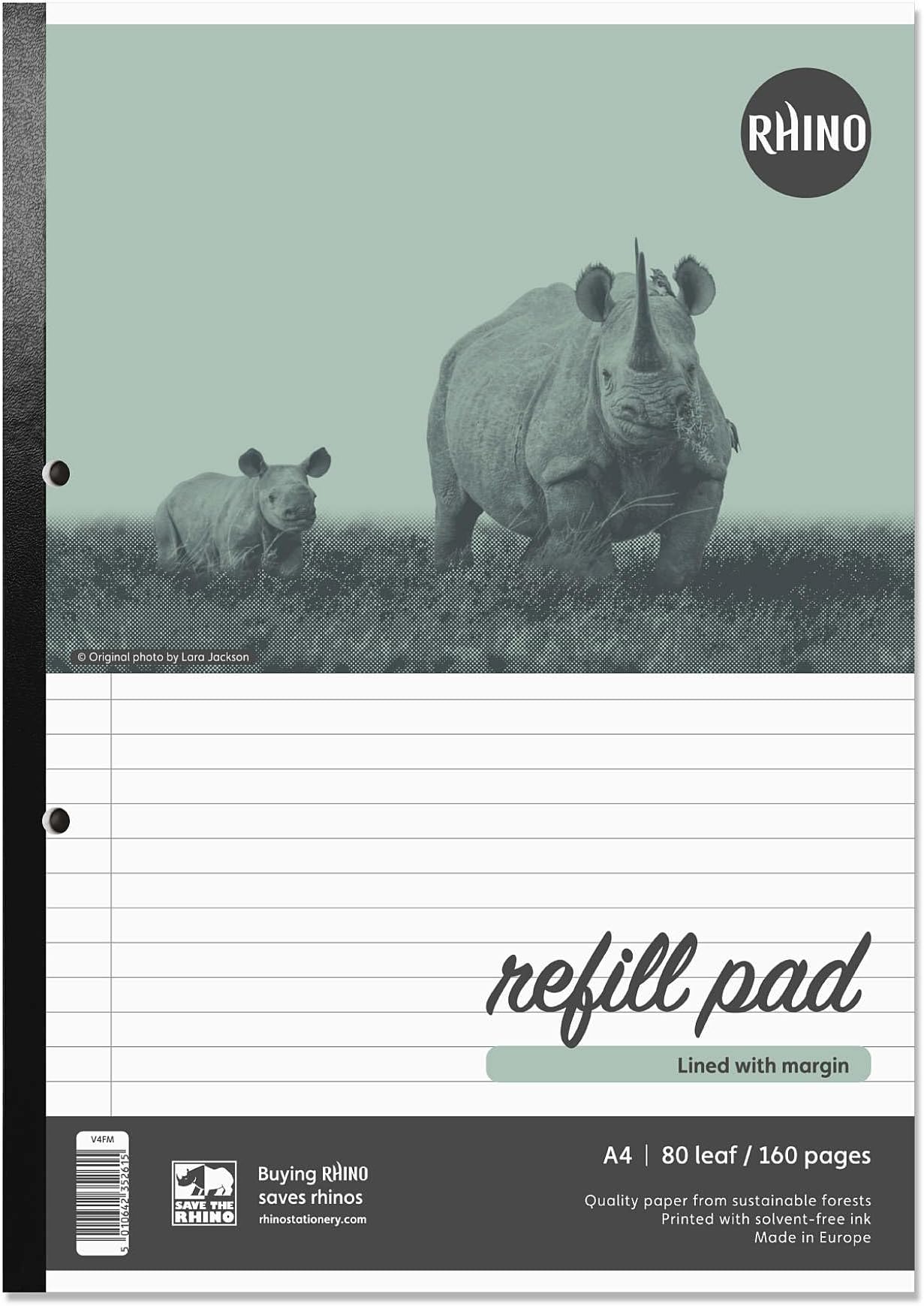A4 Refill Pad, Writing Pad, 160-Page / 8mm Lined with Margin, 1-Pack, White Hole Punched Side Binding Writing Paper, Office & School Stationery Supplies