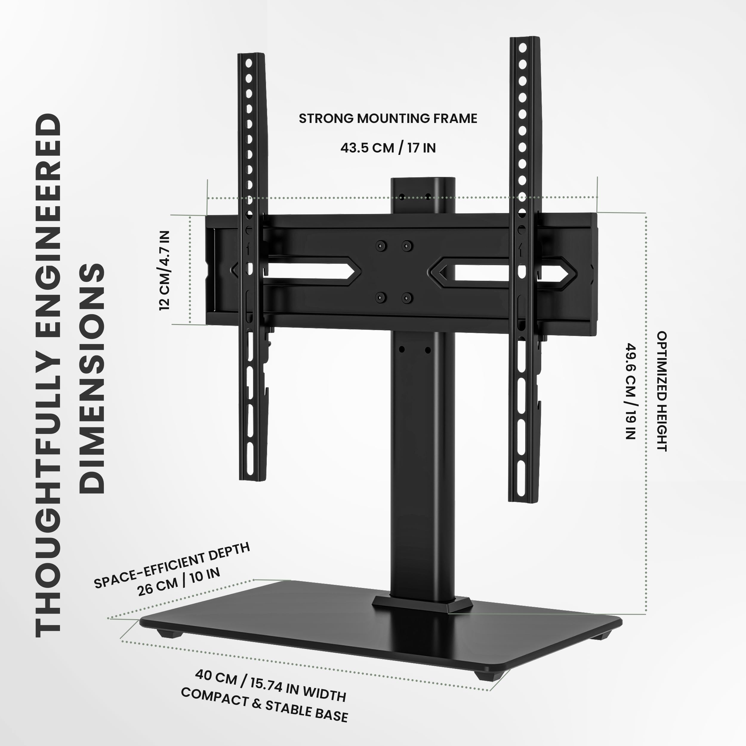 Utopia Home Universal TV Stand for 24-60 Inch TVs, Height Adjustable Tv Table Top Stand with 50 Degree Swivel, Max VESA 400x400mm, Up to 45 KG (99 lbs), Tempered Glass Base & Cable Management (Black) — view 5