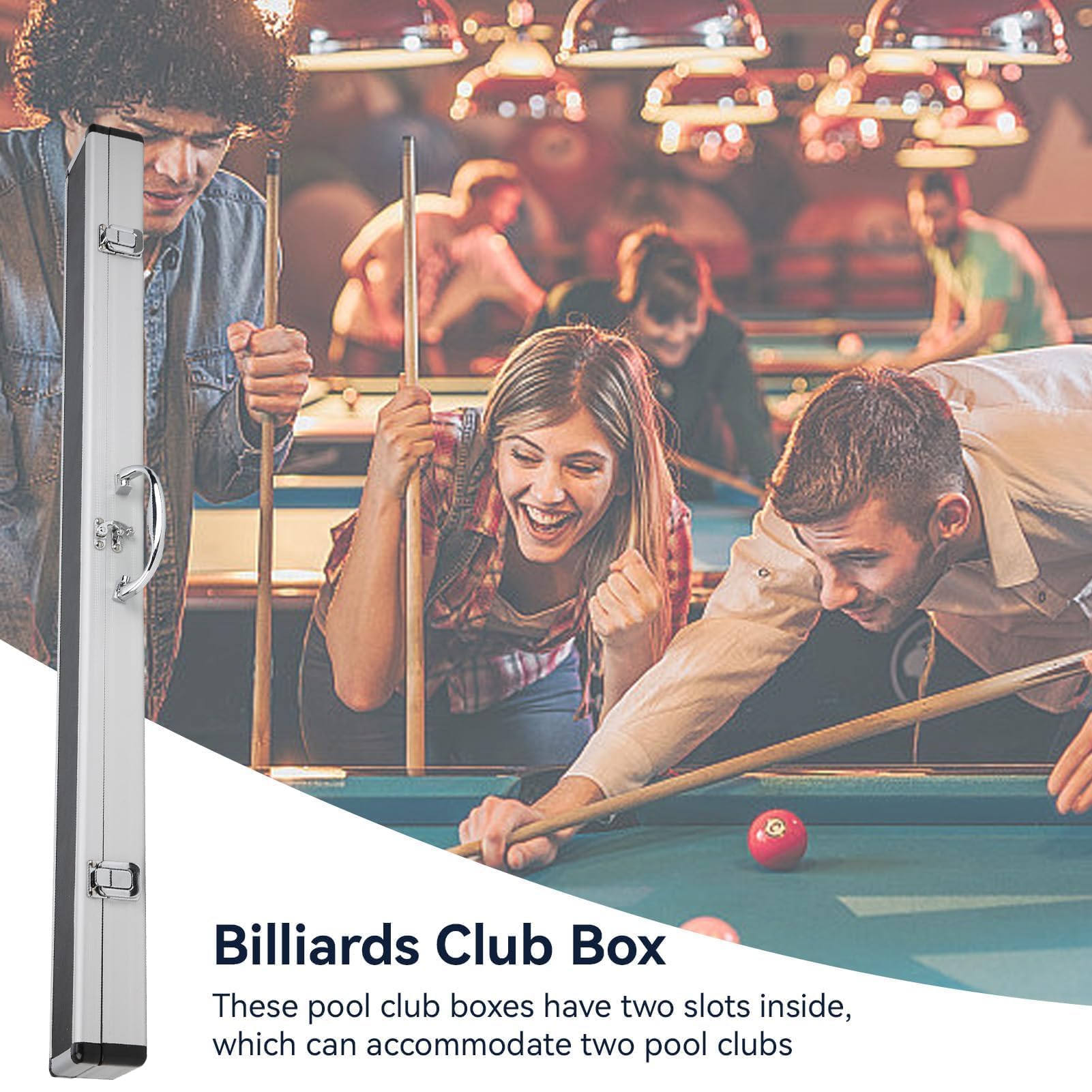 Boîte à Queues De Billard, 1/2 Aluminium Billard Pool Queue Stick Boîte Rigide 31,9 Pouces Étui à Queue De Billard Doublure En Mousse Souple Transportant le Stockage Billard Pool Queue De Billard Supp