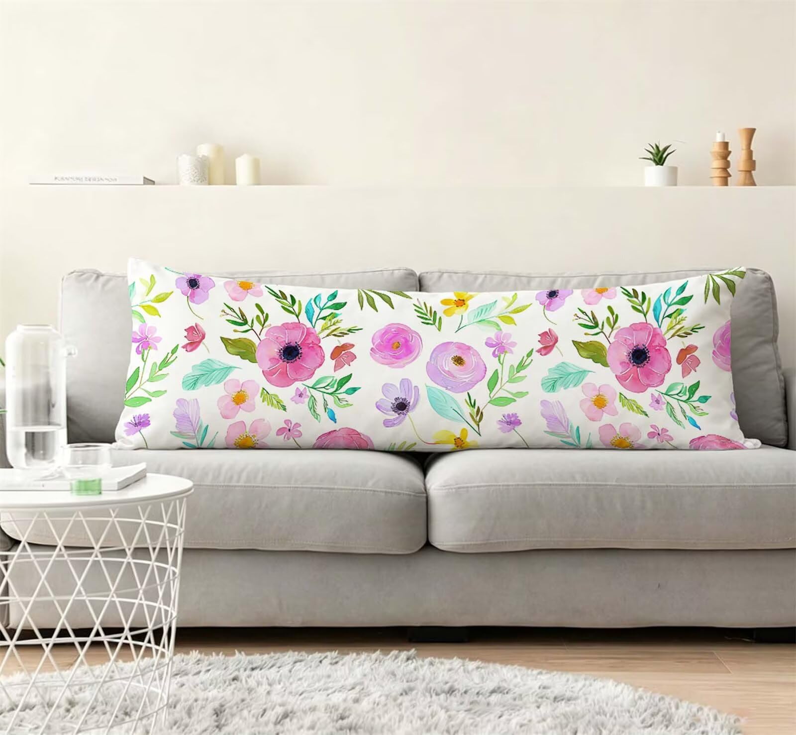 Pink-39 Seitenschläferkissen bezug 55 x 160 cm Schwangerschaftskissen Samt | Ländlich Langes Kissenbezug mit Unsichtbarer Reißverschluss XXL Kissenbezug Komfortkissen für Bett Sofa Deko j-165