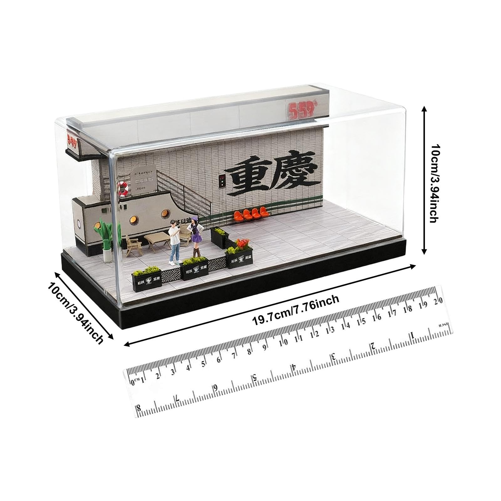Oshhni Vitrine für Modellautos im Maßstab 1/64, Aufbewahrungsbox für Spielzeugautos, Straßen-Diorama-Szenario, staubdicht, Organizer für