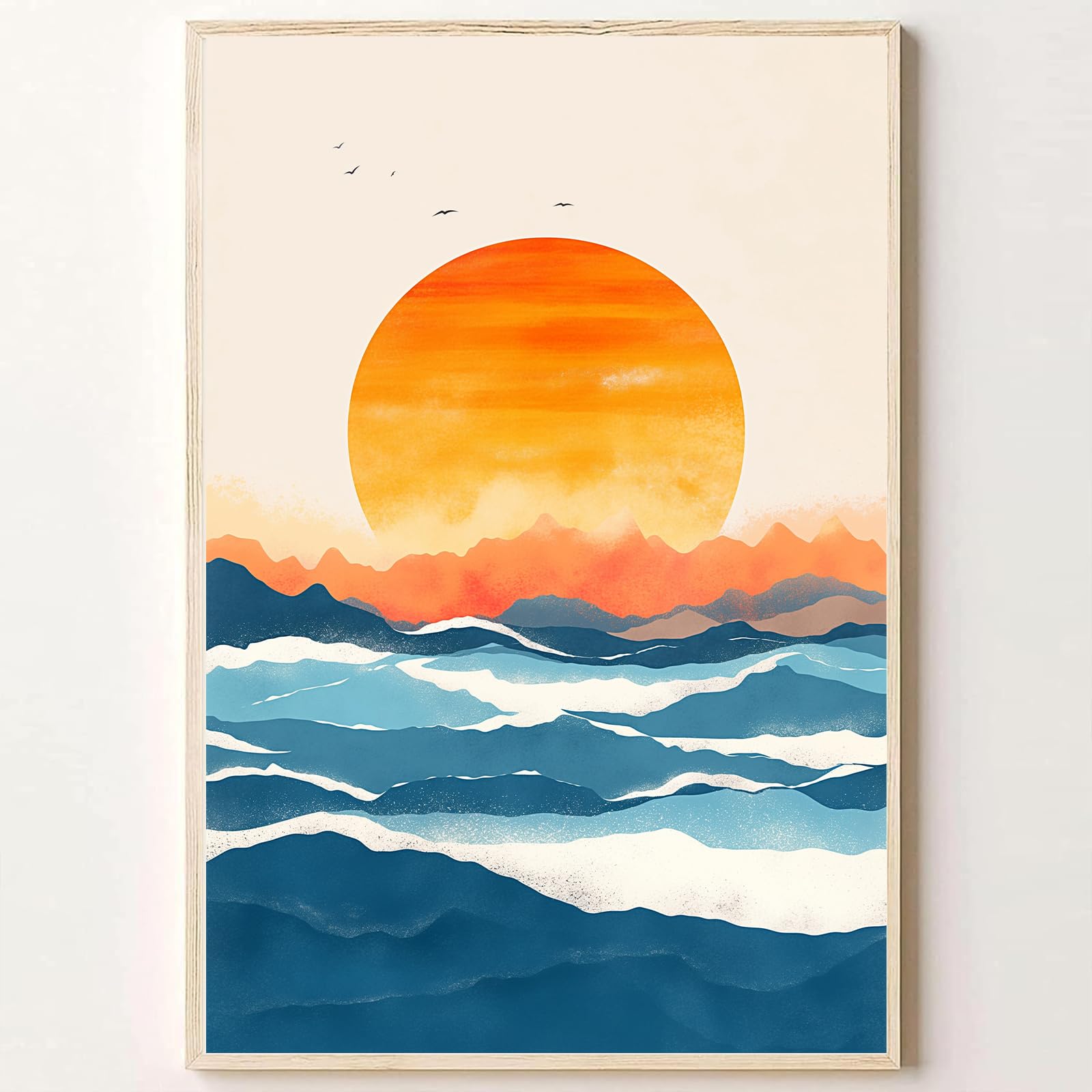 アートポスター　OAK　Art Frame　Pink × Overlap Pink Clouds & Birds - Framed Print – Samara Dawn Art