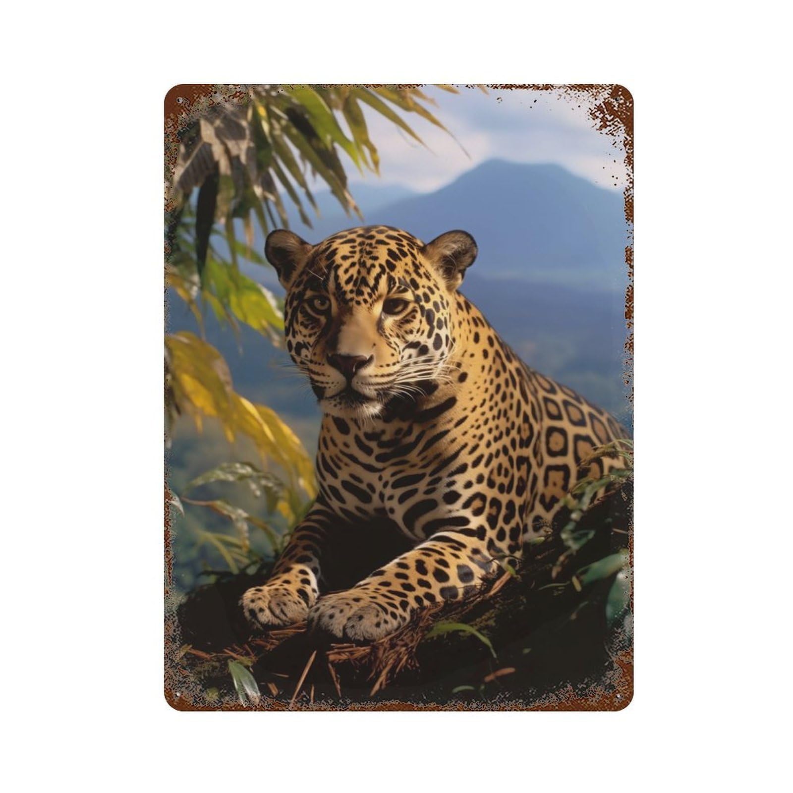 Leopard Portrait Decorative Tin Sign 15.7"x11.8", Retro Wall Decor for Living Room, Hallway And Home Decor