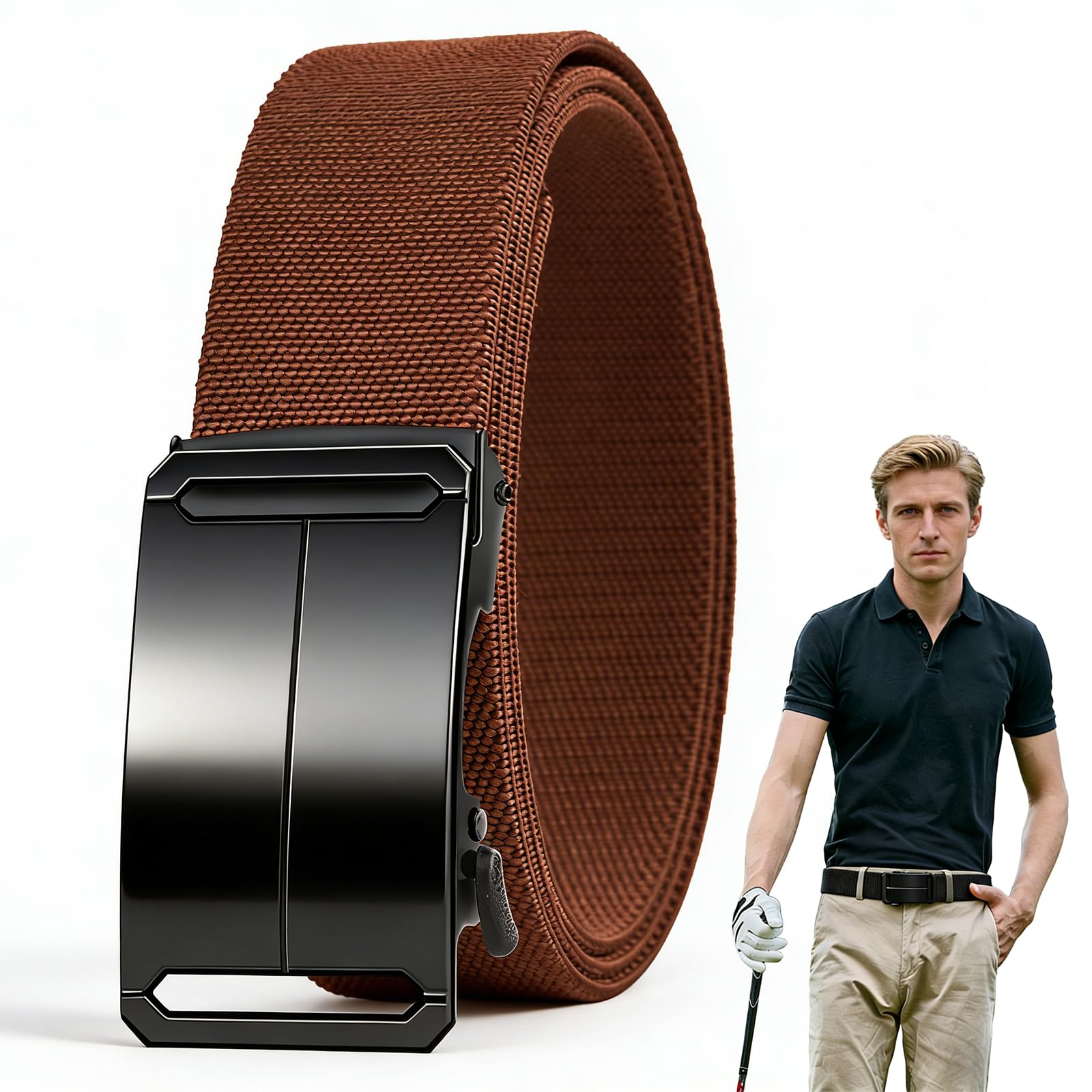 High Elasticity Heavy Duty Nylon Tactical Belt for Men - 1.5" Quick Release & Ratchet Adjustable Belt (Fit Waist 28"-47") for Hiking, Military, Work & Casual Use