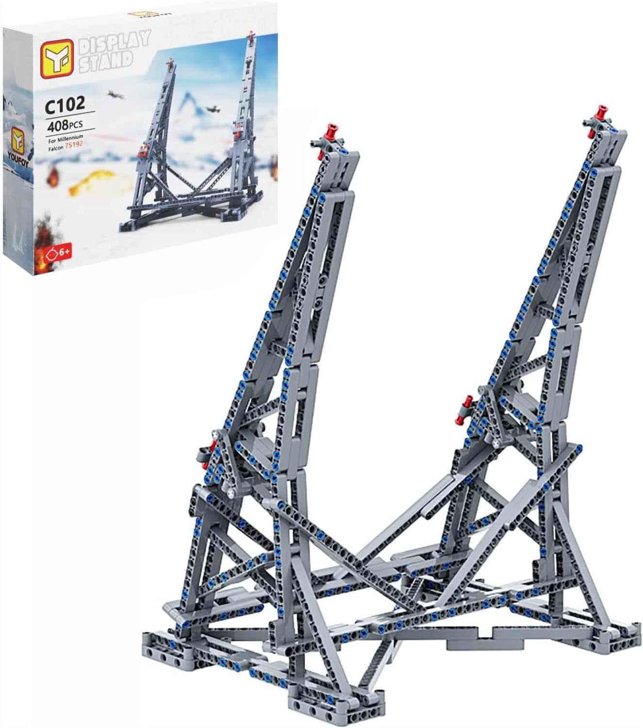 Millionspring Millennium Falcon Vertical Display Stand for75192 Star Wars, DIY Display Bracket Building Set - 408 Pcs (Not Including 75192 Model)