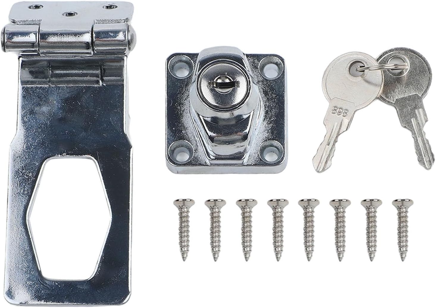 Drawer Lock with Key, 90° Angle Turn Latch Inward-Opening Cabinets & Drawers, Iron Construction, Silver Finish – 2.5/3/4 Inch Sizes (Pack of 1)(4 inches)