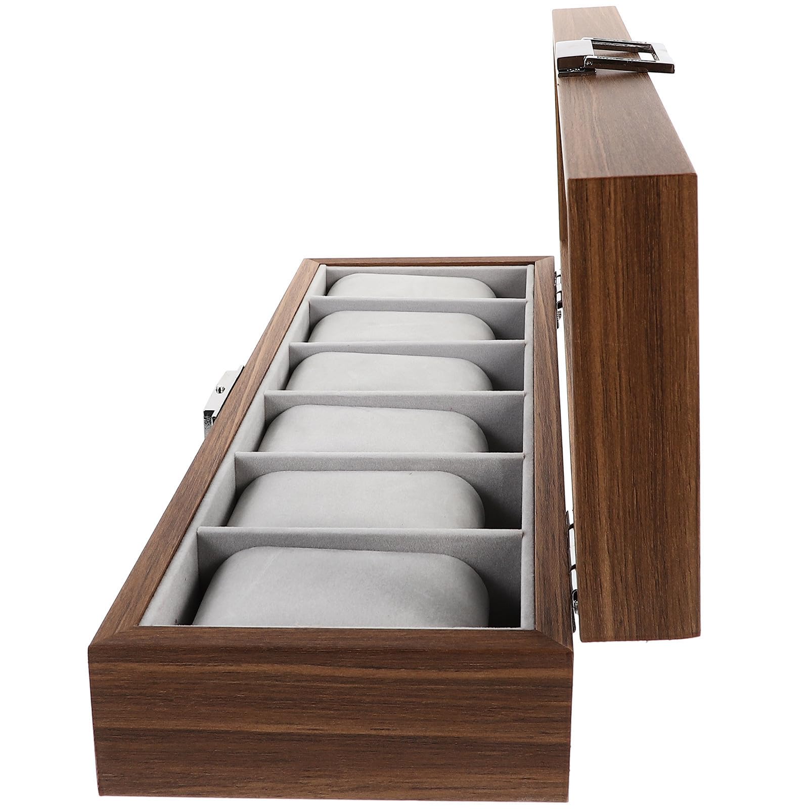 Caja de Exhibición de Relojes de 6 Ranuras, Madera Vidrio para Guardar | Portátil para Tienda y Joyería, Estructura Delicada, Organiza y Muestra