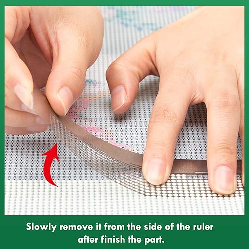 Miniatura 6 de Whaline Regla de pintura de diamante, regla de malla, herramienta de dibujo de diamante, regla de acero inoxidable, accesorios de pintura de