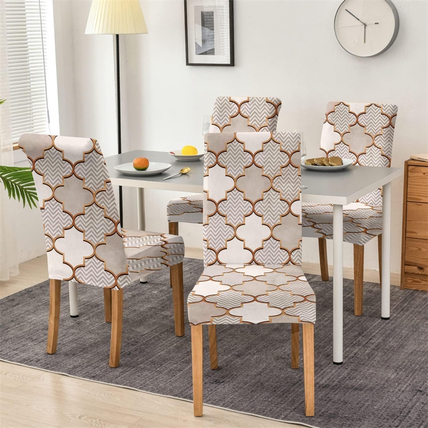 Home Solution Chair Cover Set of 4 for Dining Table, Stretchable Removable Washable Anti-Slip Universal Fit Printed Polyester Spandex Slipcover Chair Cover-image-41