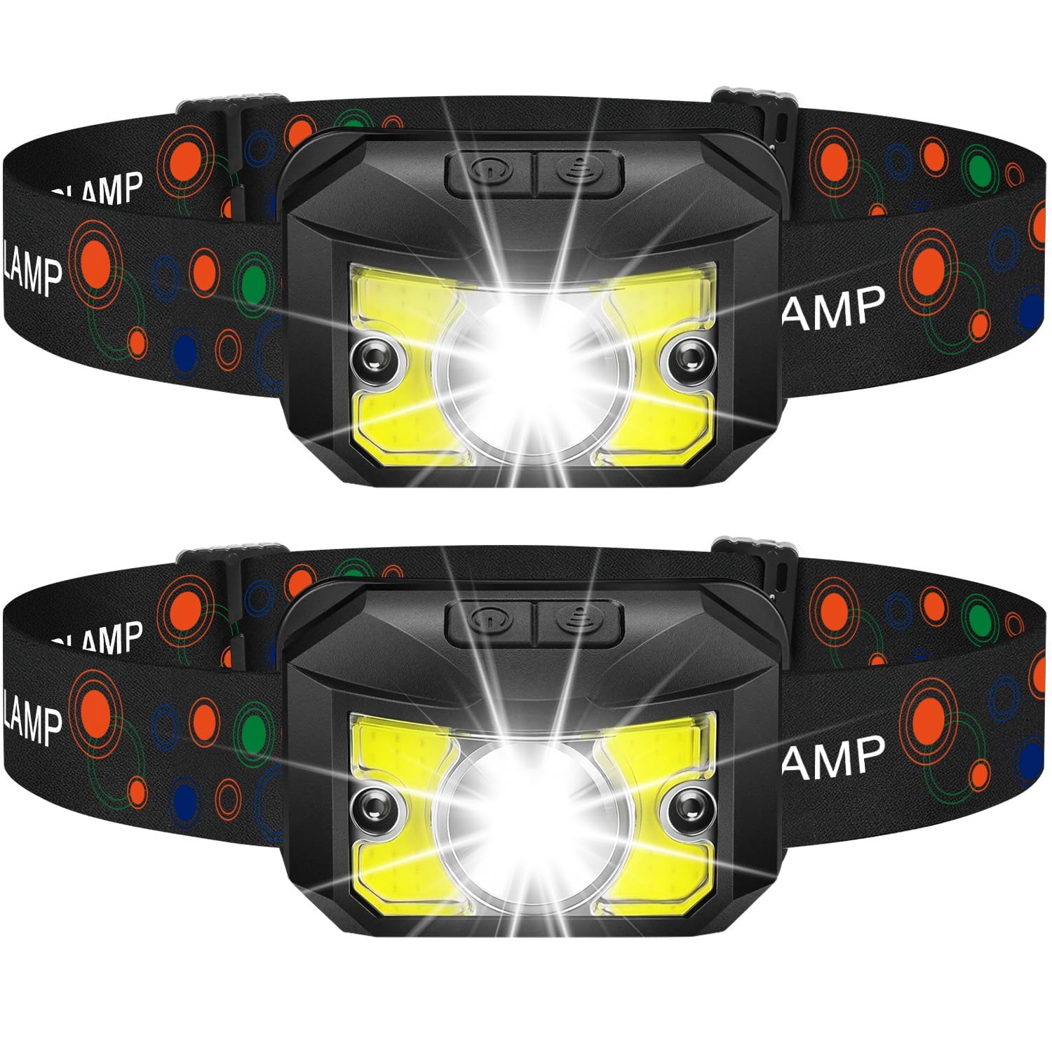 2 Pack Head Torch Rechargeable, Super Bright Headlamp LED Headlight with 8 Light Modes,Waterproof,Long Battery Life Lightweight Camping Essentials for Camping,Outdoors,Emergency,Running,Hiking