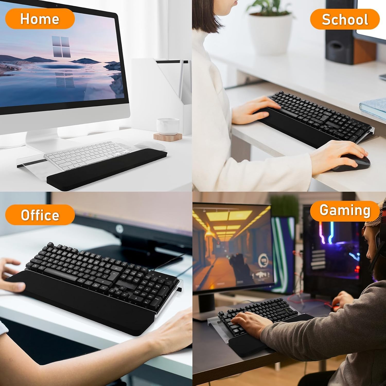 Soporte Ergonómico Para Teclado Con Reposamuñecas - Acrílico, Antideslizante, Para Oficina O Casa
