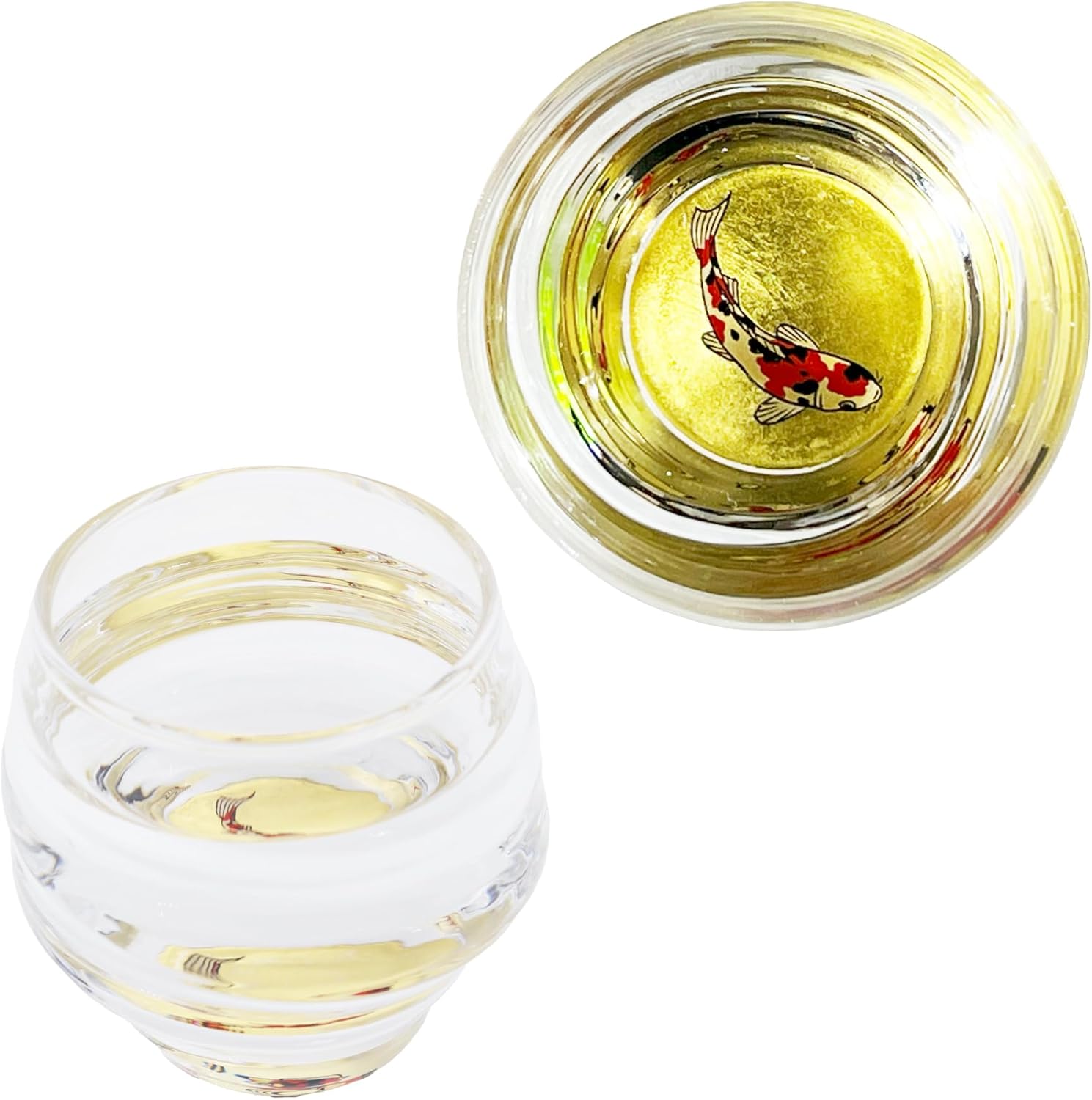 Kasyou Studio 華正工房 華正蒔絵ガラス 錦鯉 金魚鉢型 盃 お