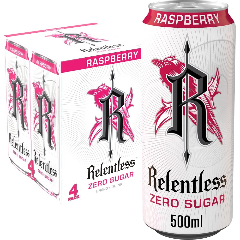RelentlessRaspberry Zero Energy Drink, 4 x 500ml