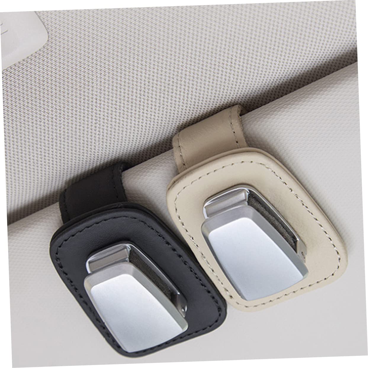 Gatuida 3pezzi Supporto Occhiali Multifunzionale Per Auto Clip Per Parabrezza Pu Organizer Per Occhiali Da Sole Beige Facile Da Installare e Utilizzare