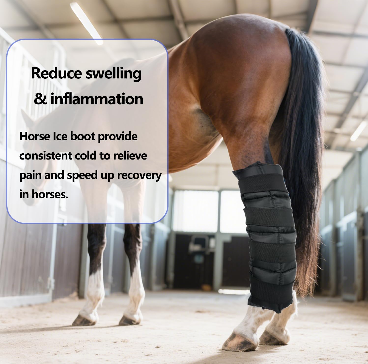 Botas de hielo para caballos, juego de 2, envolturas de enfriamiento para lesiones de caballo, envolturas de hielo equino para patas de caballo, rodillas, corvejones, reutilizables, botas de hielo de