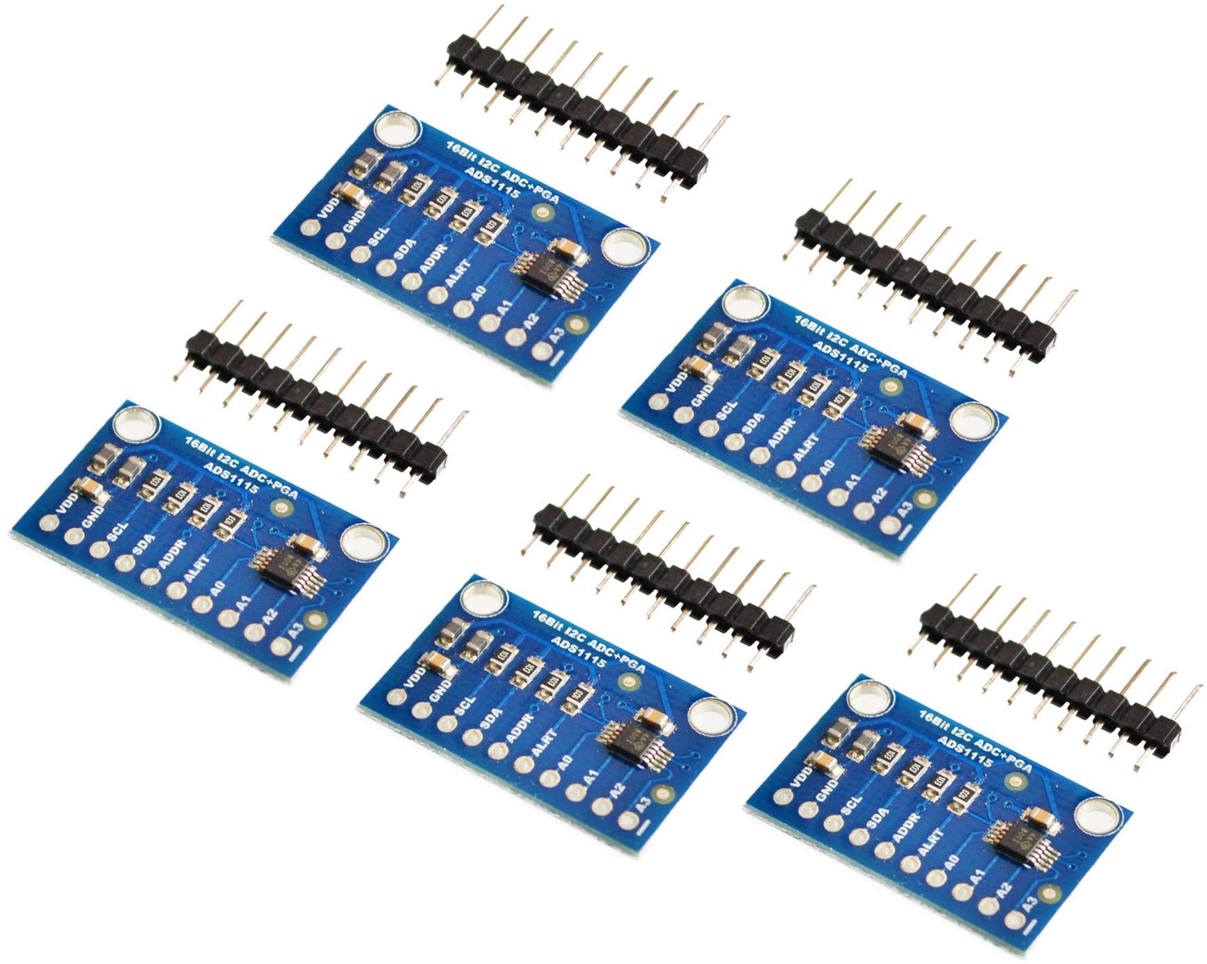 5pcs ADS1115 Module ADC Module 16Bit I2C 4-Channel ADS 1115 | 5pcs Ads1115 Modulo 16 bit ADC I2c 4 canali con amplificatore di guadagno per Arduino RPI