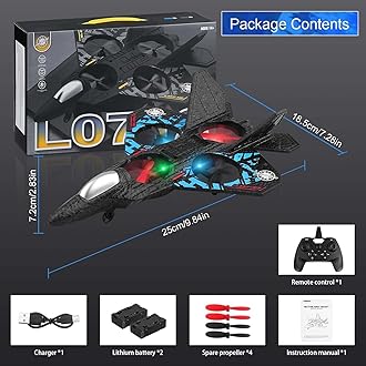 RC Aeroplane 2.4GHz Remote Controlled Fighter Plane | L0712 Quadcopter Floating Aeroplane Toy with Colored LED Lights | USB Rechargeable RTF RC Plane for Beginners, Kids, and Adults | Durable, Lightwe