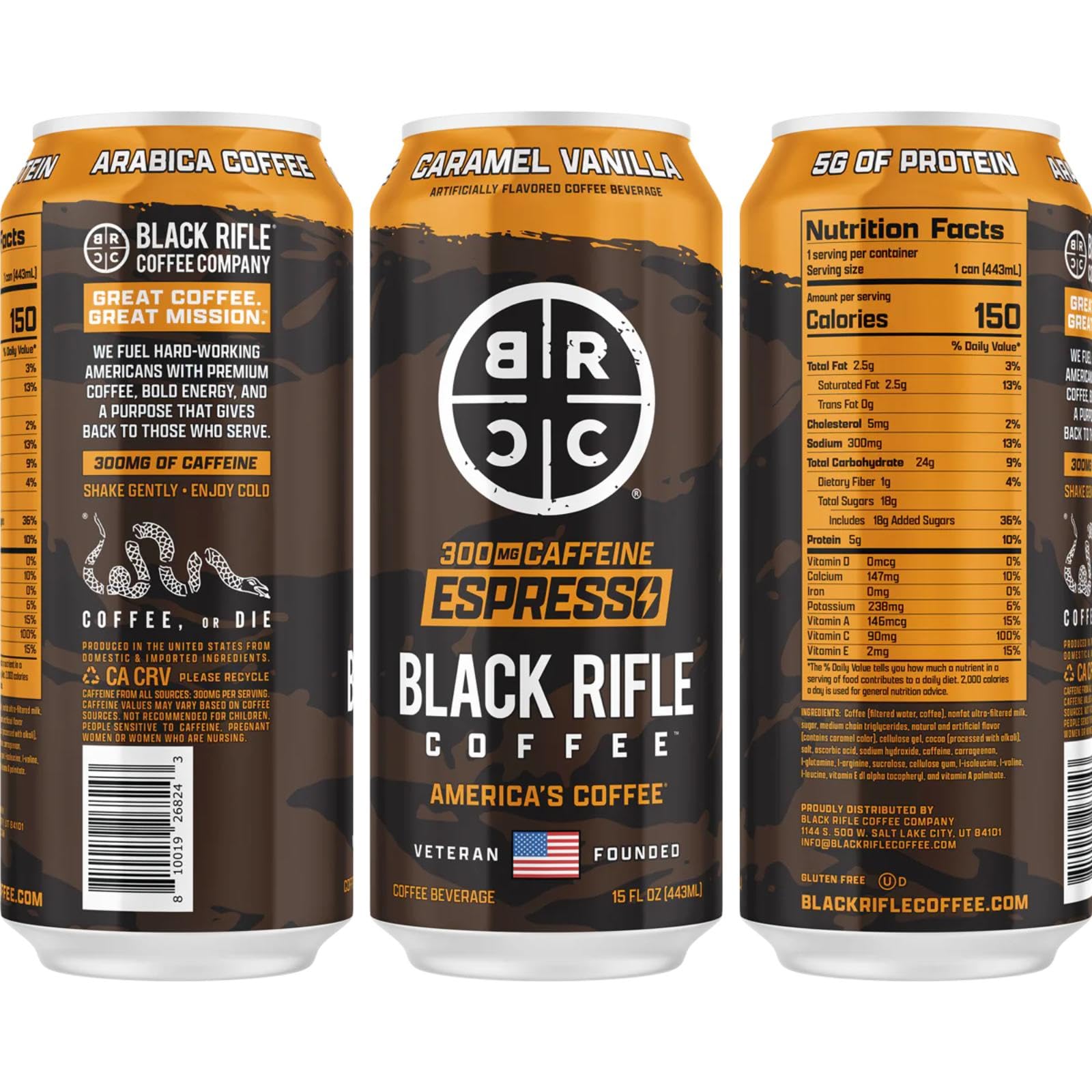 Amazon.com : Black Rifle Espresso Caramel Vanilla 15oz Can (Pack