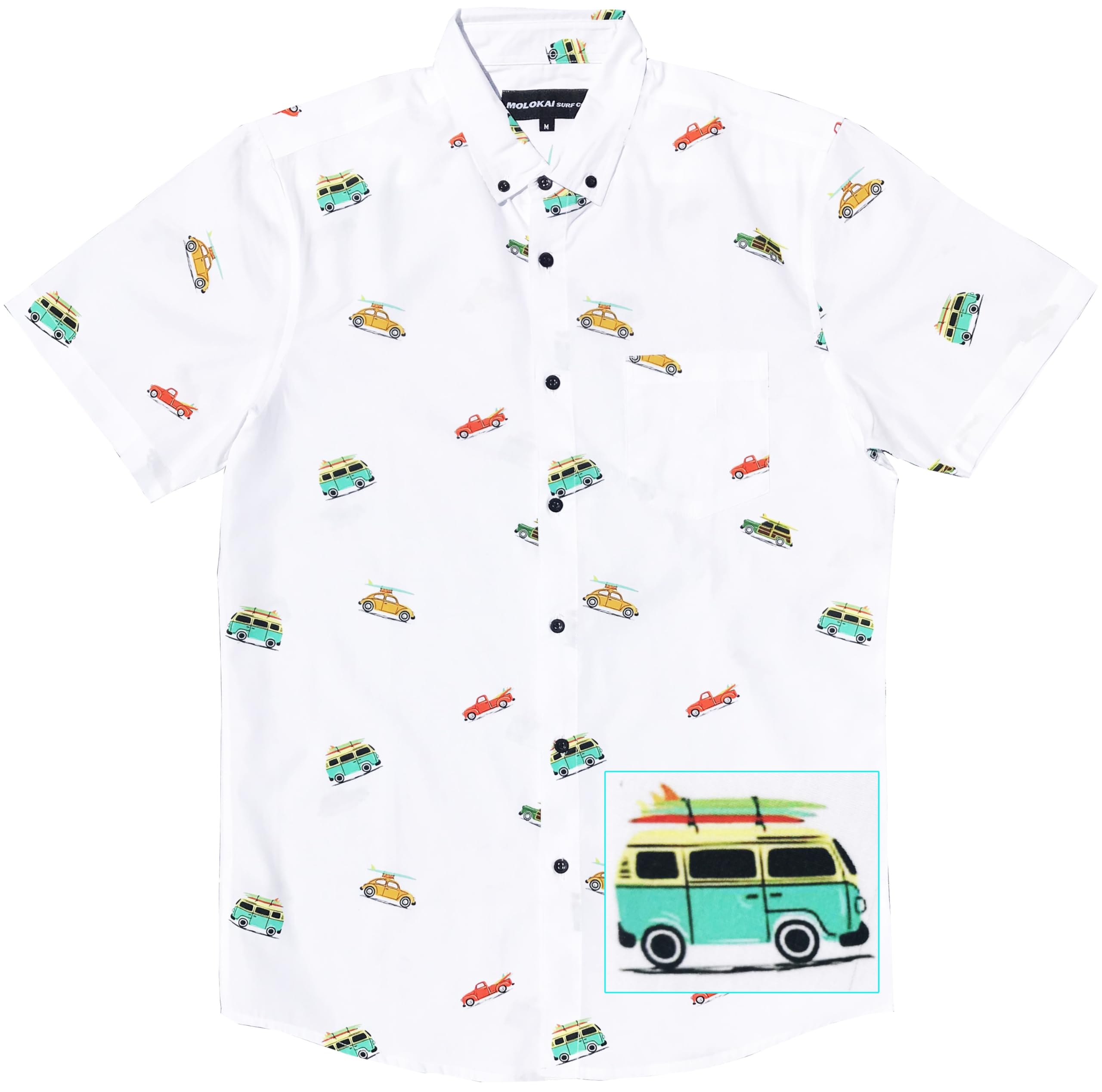 Molokai Surf Button Down Slim Fit Hawaiian Short Sleeve Shirts