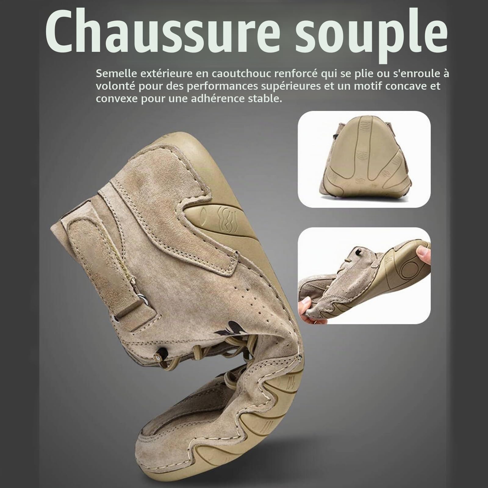 Bottes hautes en daim faites à la main en Italie, Beck Shoes Baskets décontractées légères et imperméables for hommes, chaussures pieds nus for hommes for la randonnée et la conduite, bottes Chukka(Ka