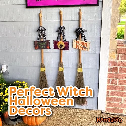 Miniatura 6 de Kangaroo 36" Bamboo Witch Broom Prop - Wizard Staff Witch Broomstick Magic Broom for Kids, Teens & Adults - Halloween Porch Decor Front Outdoor Fall