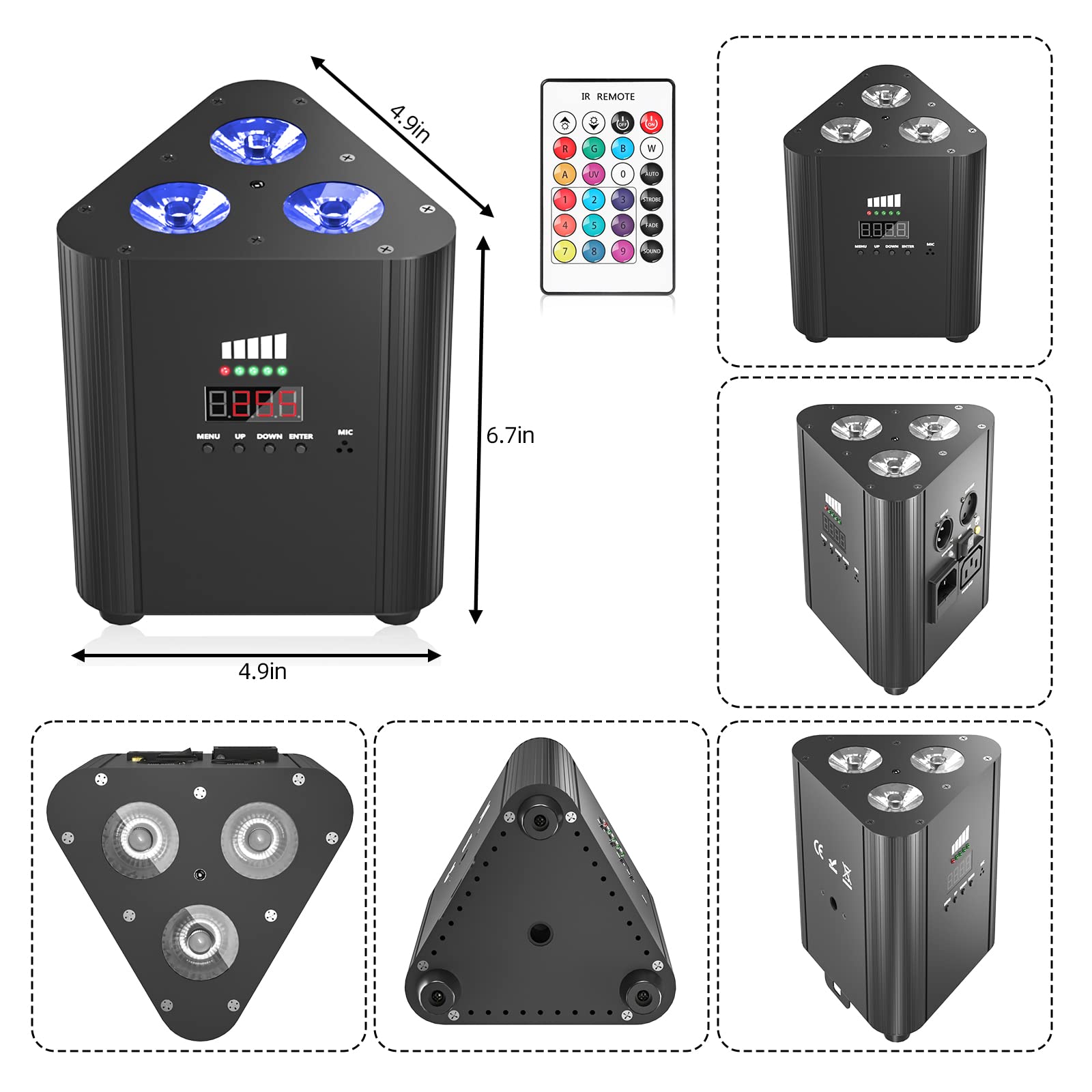 RGBW 3 LED par Akku, 4400mA Wiederaufladbarem led par strahler Uplight Unterstützt Fernbedienung/DMX Steuerung Disco Bühnenlicht für DJ Party Hochzeits Weihnachten