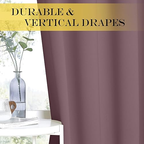 Miniatura 5 de NICETOWN Cortina opaca de rosa seca de 63 pulgadas de largo para habitación de niñas, con ojales, aislamiento térmico, oscurecimiento de habitación,