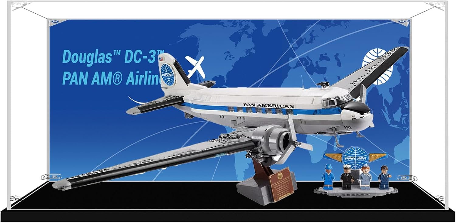 Acrylic Display Case for Lego 11378 DC-3 Passenger Airliner, Dustproof Box, Storage Box, Transparent Box, Display Box, Compatible with 11378 (Box Only) (Transparent 3mm)