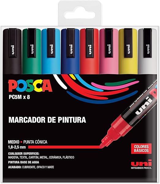Posca UNI Set PC 5M Basic – Pack of 8 Markers