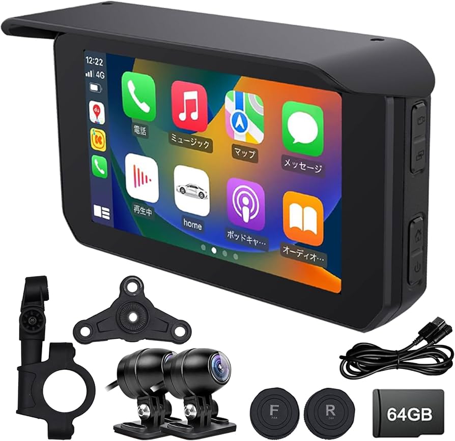 Amazon.co.jp: UNE バイク ドライブレコーダー CarPlay バイクナビ 5