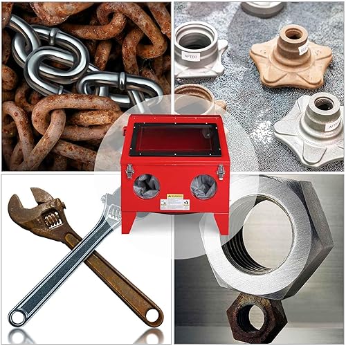 Miniatura 6 de Armario de chorro de arena portátil de 40 galones con pistola pulverizadora, compresor de aire de acero, entrega de 60-125PSI6-25CFM para