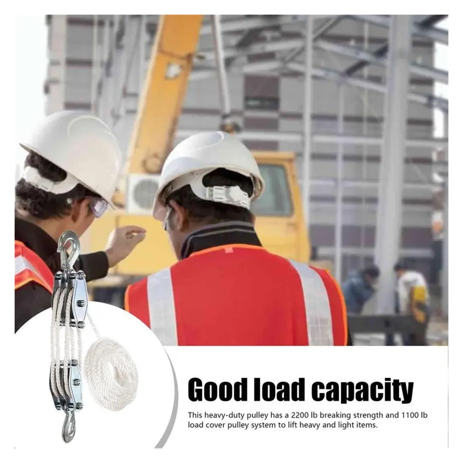 Polea de polea pesada 6:1 de bloque Du y aparejos, potencia de elevación de 2200 libras, sistema de polea de metal multifuncional para C, ideal para uso industrial y de bricolaje