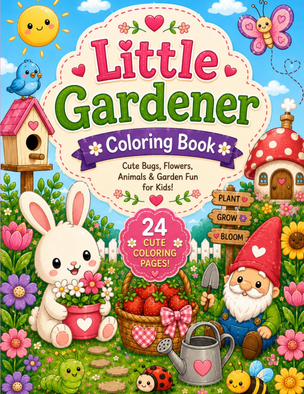 Little Gardner Coloring Book: Cute Bugs, Flowers, Animals & Garden Fun for Kids (Little Wonders Coloring Books)
