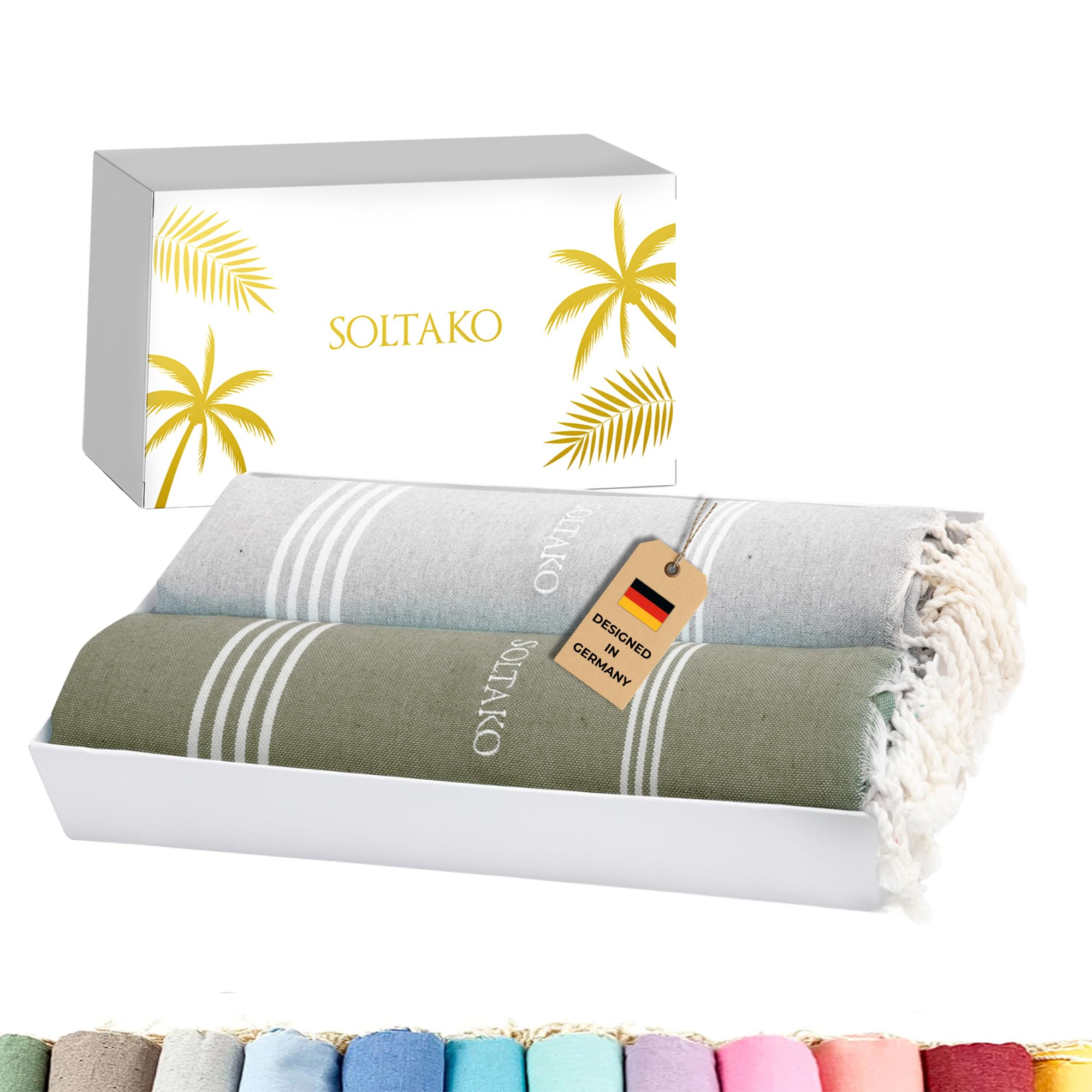 SOLTAKO Premium Hamamtuch Bali Fouta 100x200 cm Strandtuch Sauna