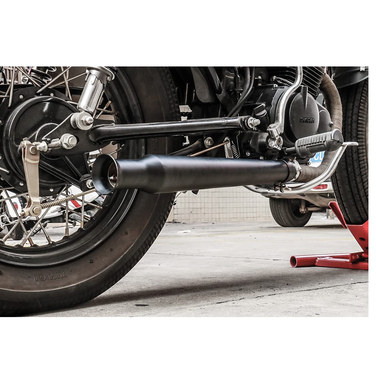 Universeller Motorrad-Auspuff zum Aufstecken 38 mm, 40 mm, 42 mm, Auspuff, für Motorrad, leise, leise, für Dirt Bike, Street Bike, Scooter, Cafe Racer (schwarz)