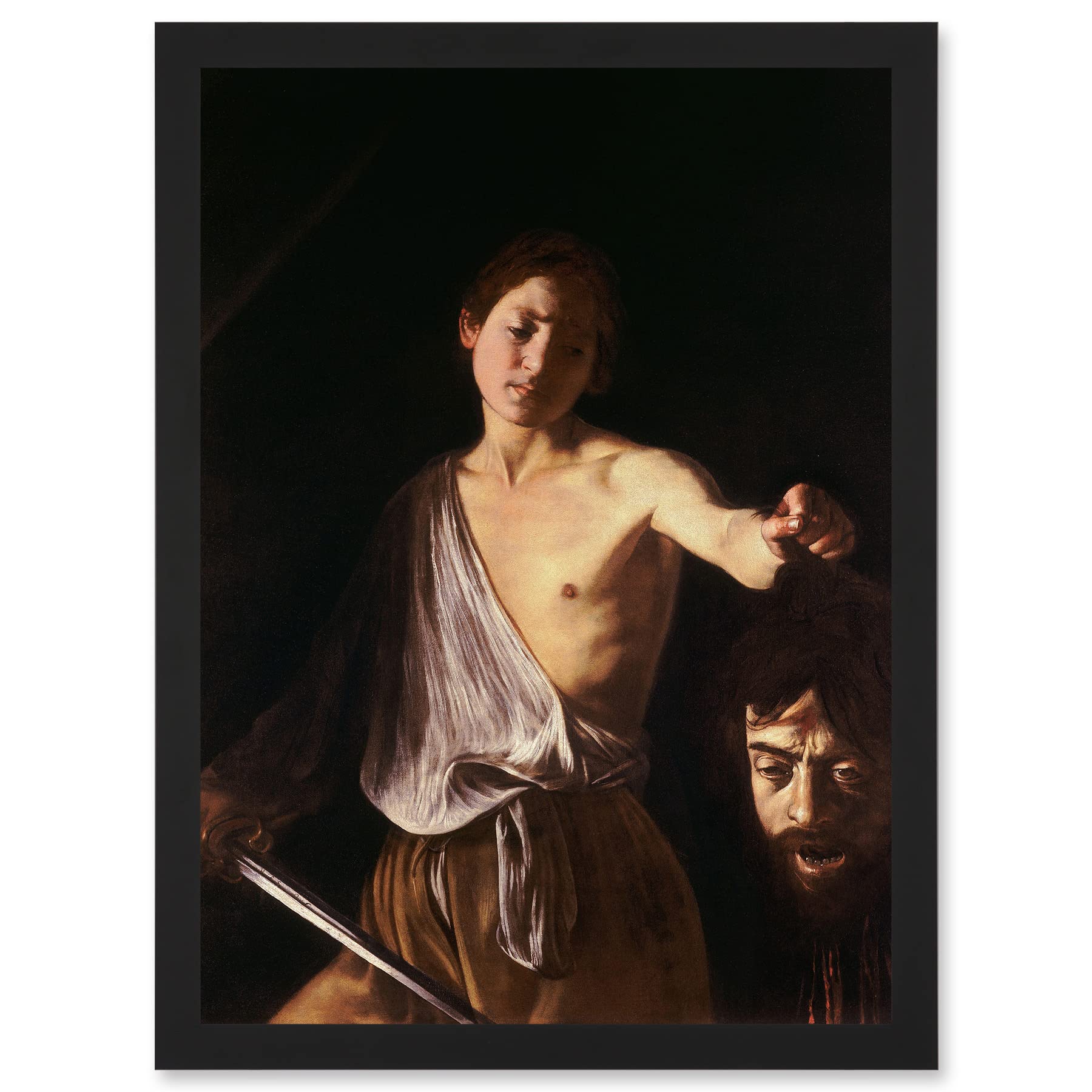 Artery8 Caravaggio 1610 David With Head Goliath Painting Artwork Framed Wall Art Print A4