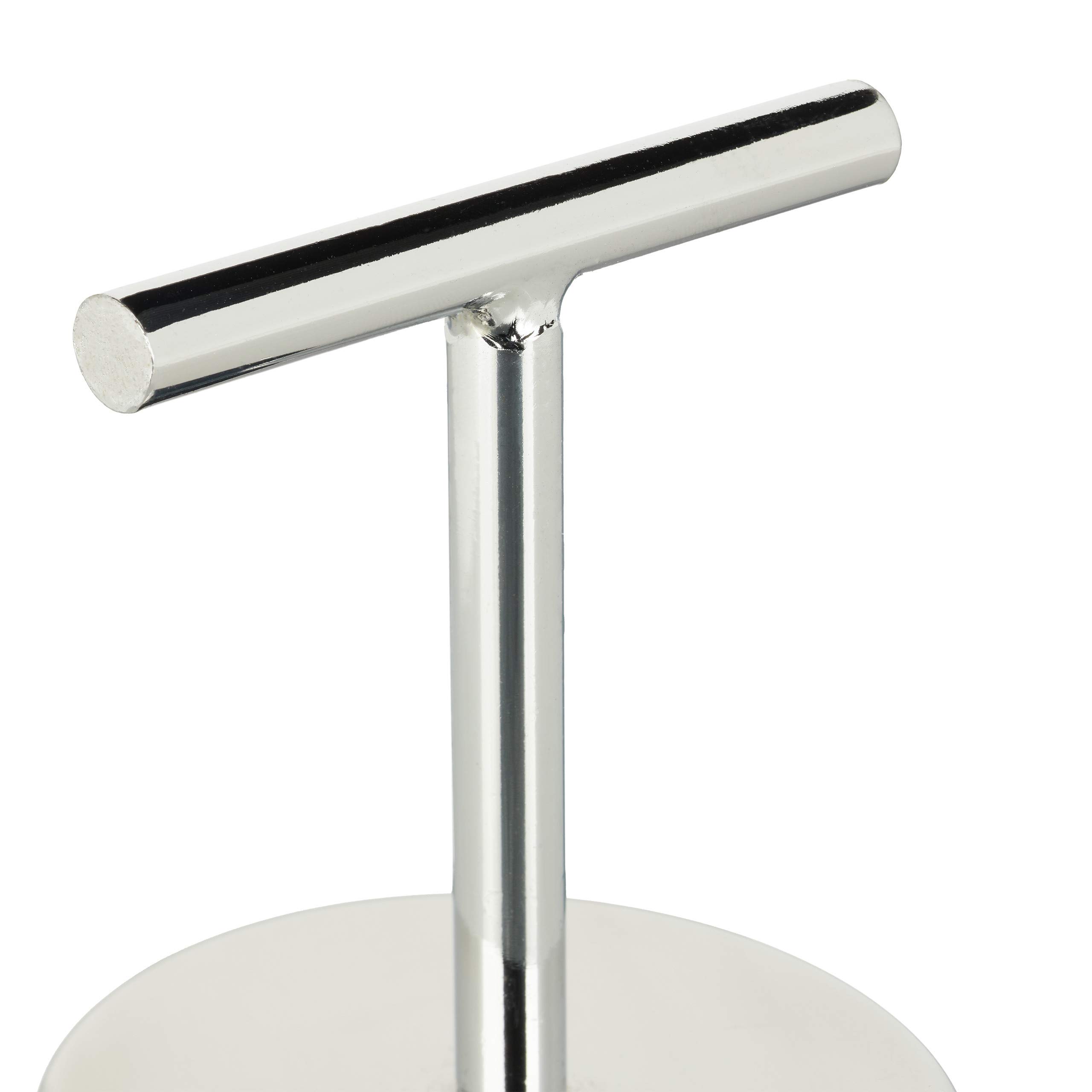 4x Fermaporta con Manico, Blocca Porta e Finestra, Rotondo e Alto, da Interno, Acciaio e Gomme, ∅ 7 cm, Argento