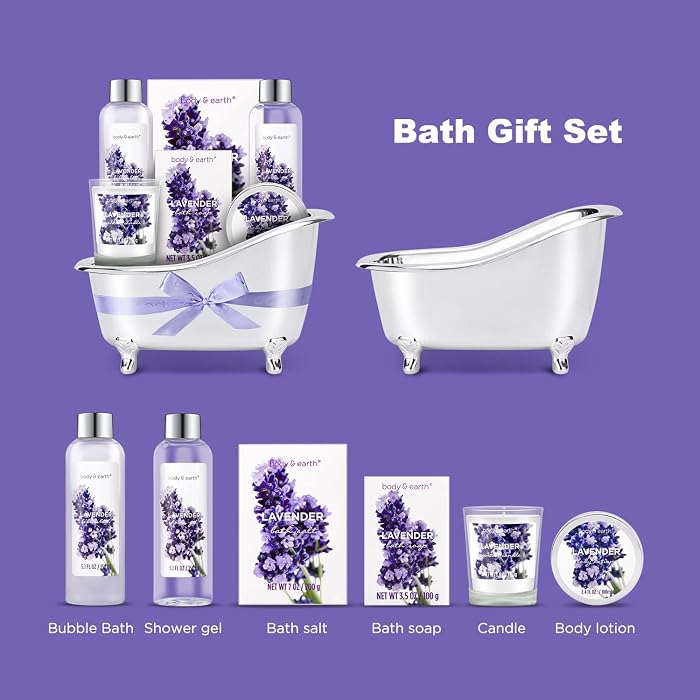 Body and Earth shower spa gift set with bubble bath and lotion