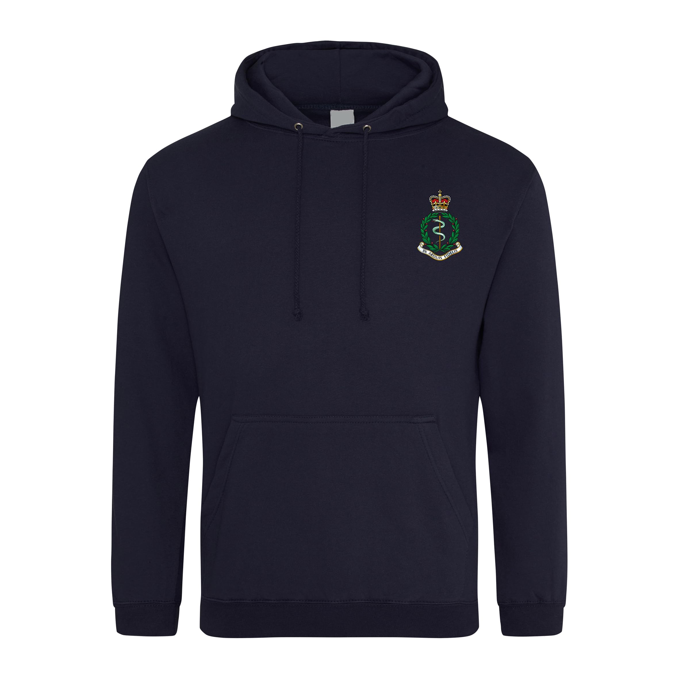 HiViz Kings Royal Army Medical Corps Embroidered Men's Hoodie British Army Insignia MOD Hooded Sweatshirt Embroidery ** 9 Colours Available ** (UK, Alpha, 4XL, Regular, Regular, Navy)