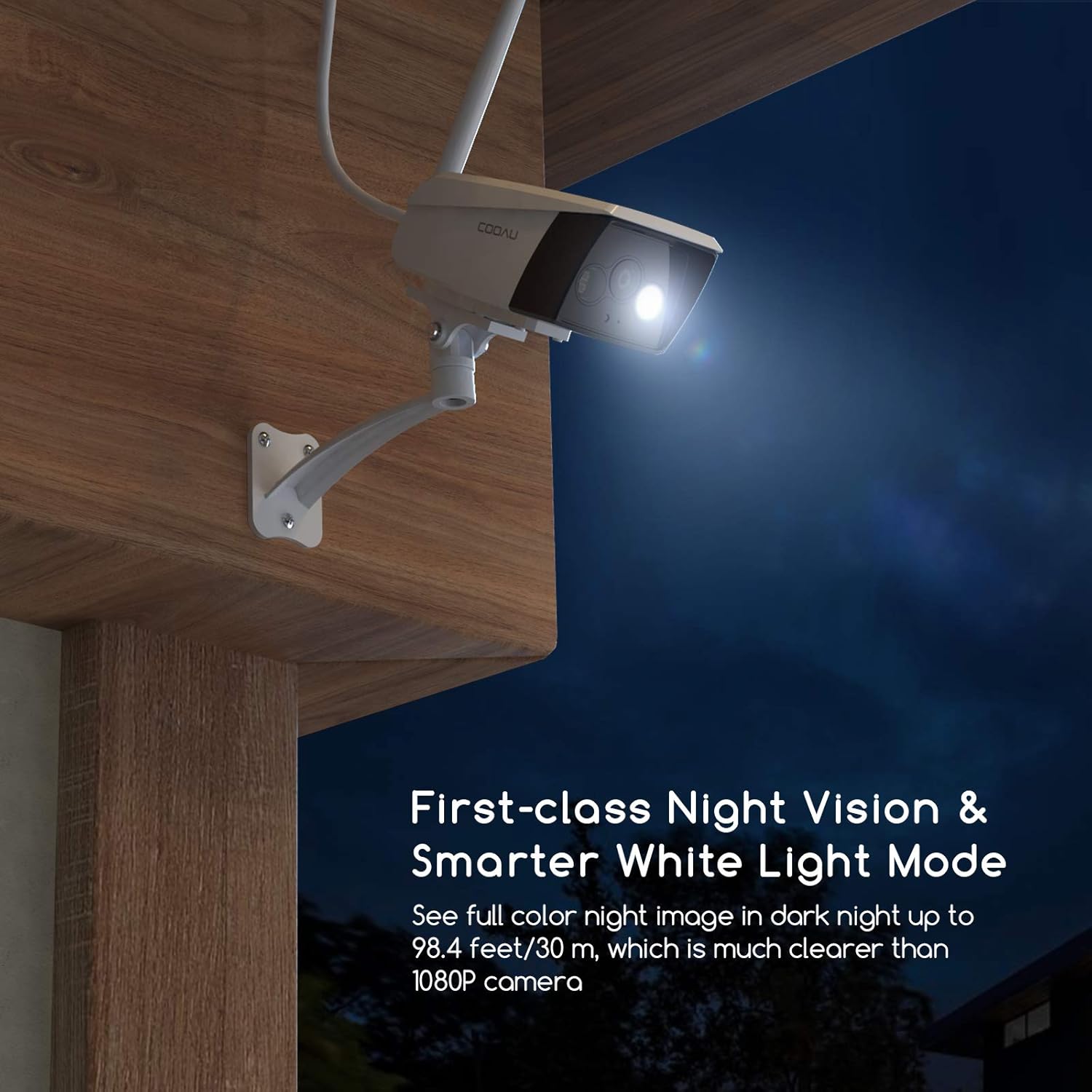 Rеvіеw Prоduсt Outdoor Security Camera, COOAU 4MP UltraHD WiFi IP Home Surveillance Cameras, Color/IR Night Vision, IP66 Waterproof, 5dBi Antenna, Motion Detection,2624x1512, 2-Way Audio, SD/Cloud, Work with Alexa