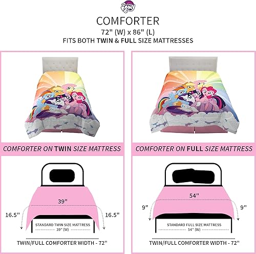 Miniatura 4 de Franco edredón reversible y muy suave para niños, ropa de cama de tamaño individual/matrimonial, My Little Pony