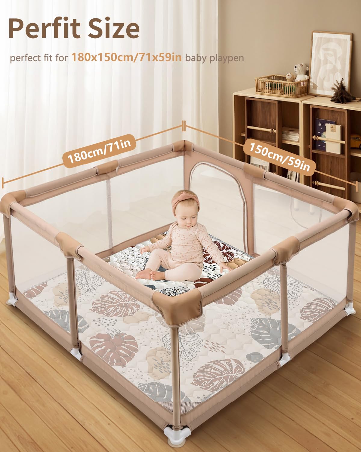 Baby Speelmat, 59 x 71 inch, Baby Kruipmat, Antislip Eendelig