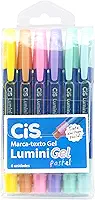 Caneta Marca Texto Gel, CiS, Lumini Gel Pastel, 6 Cores Tons Pastel