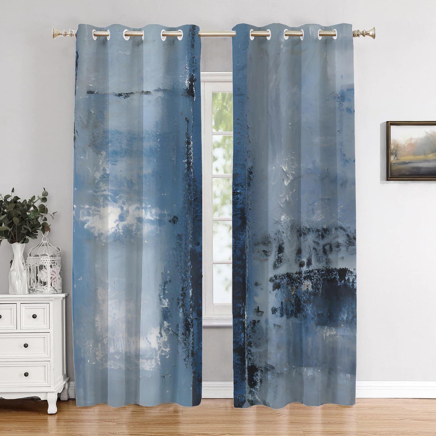 Rideaux occultants bleu sarcelle 132x213cm salon chambre polyester œillets