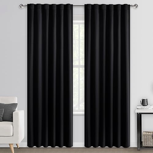 Miniatura 8 de DWCN Cortinas opacas de 84 pulgadas de largo para dormitorio, pestaña trasera y bolsillo para barra, con aislamiento térmico, bloqueo de luz,