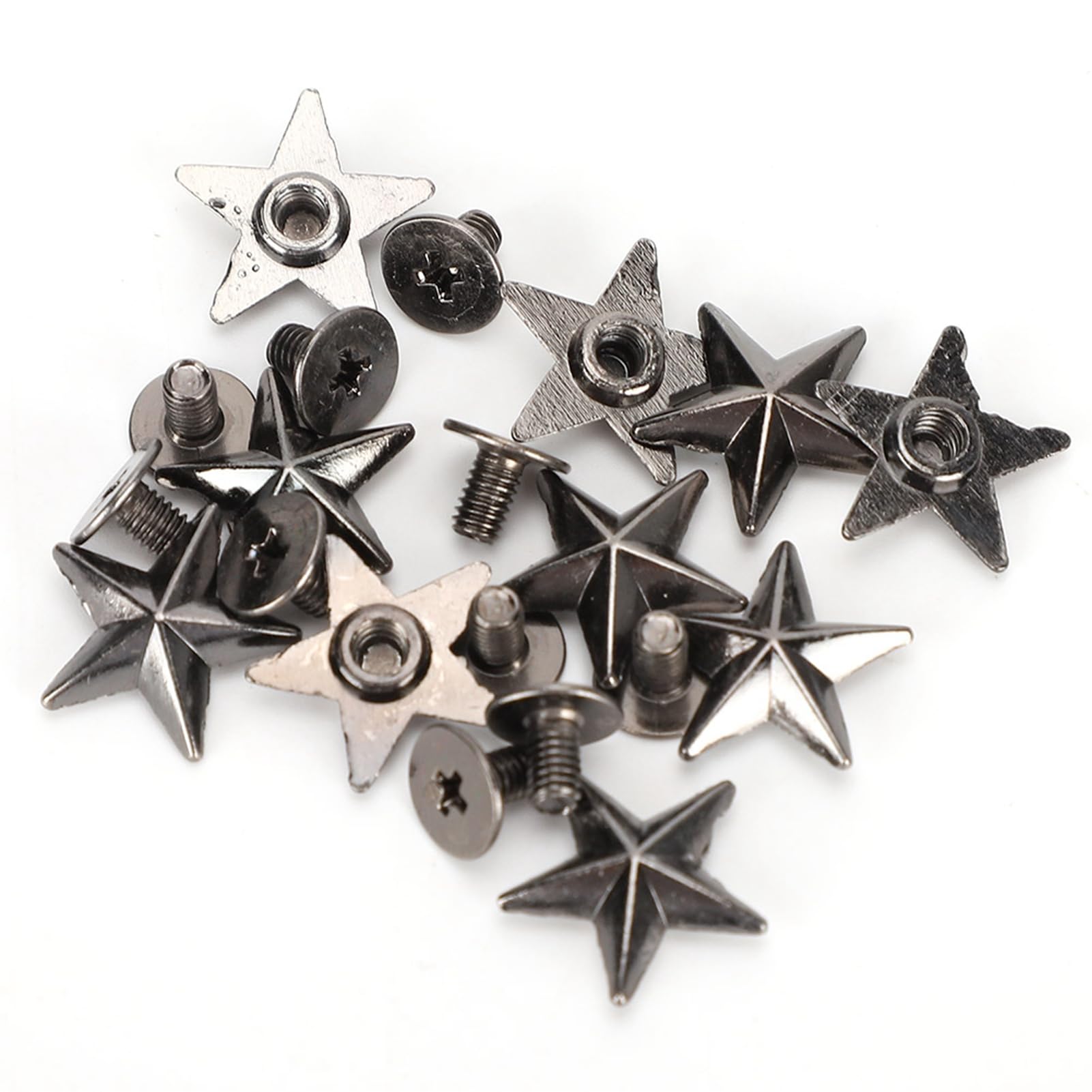 Juego de 50 remaches de estrella de aleación de zinc de 14 cm, remaches de tornillo de estrella para ropa, zapatos, manualidades, bolsos