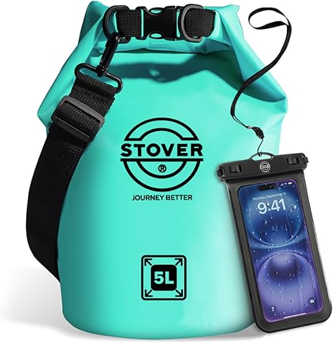 Miniatura 27 de STOVER 5/10/25/30/40/55L Waterproof Dry Bag- Roll-Top Backpack w/Phone Case- Kayaking, Hiking, Camping, Boating- Men/Women 30L Verde (con funda para